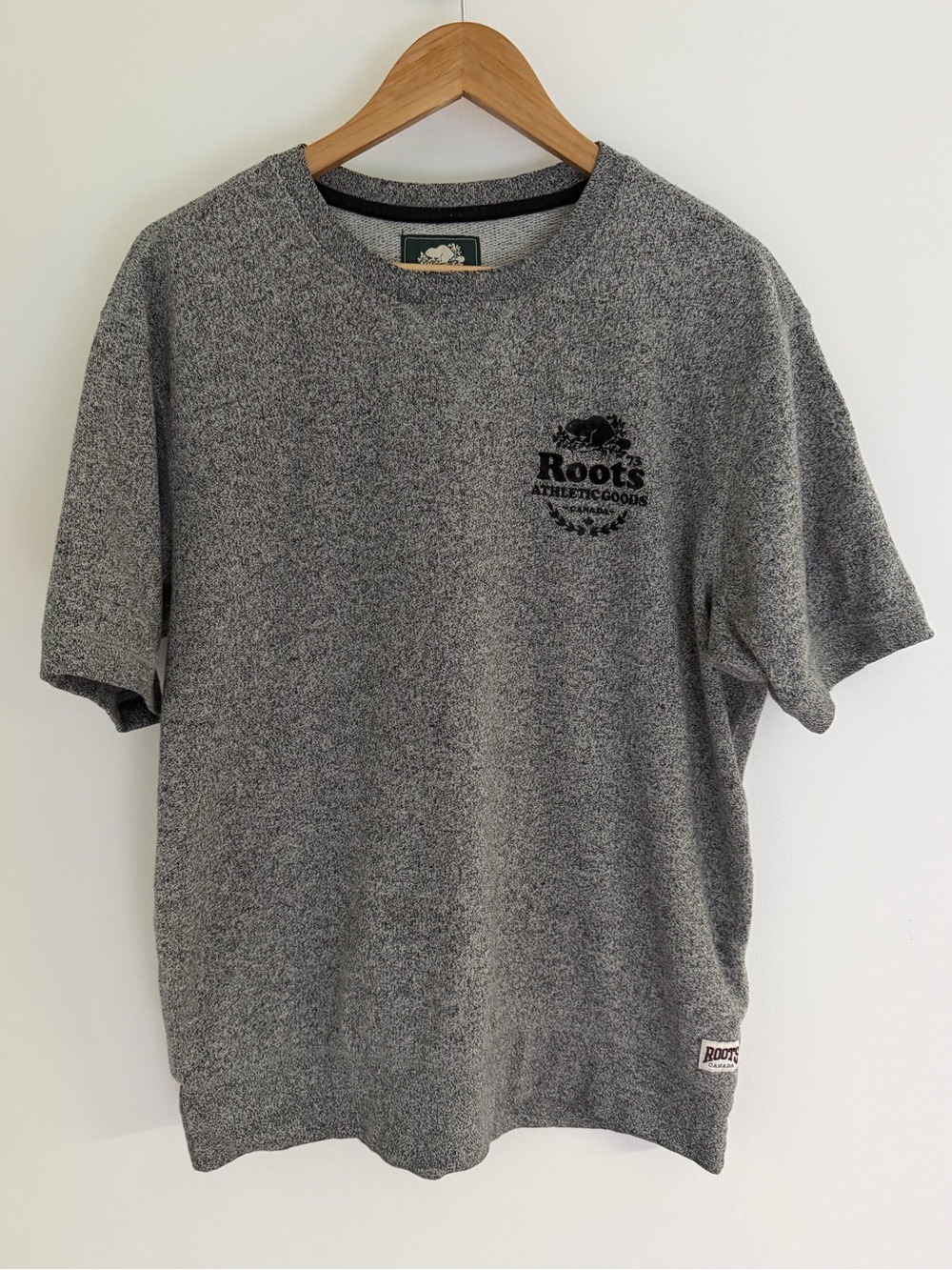Roots Athletic Goods Short Sleeve Sweatshirt Grey Large Collegiate athletic